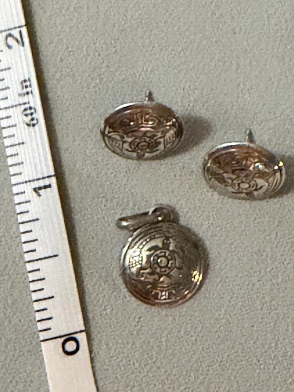 Sterling Silver Turtle Medallion Pendant & Earring Set Stamped